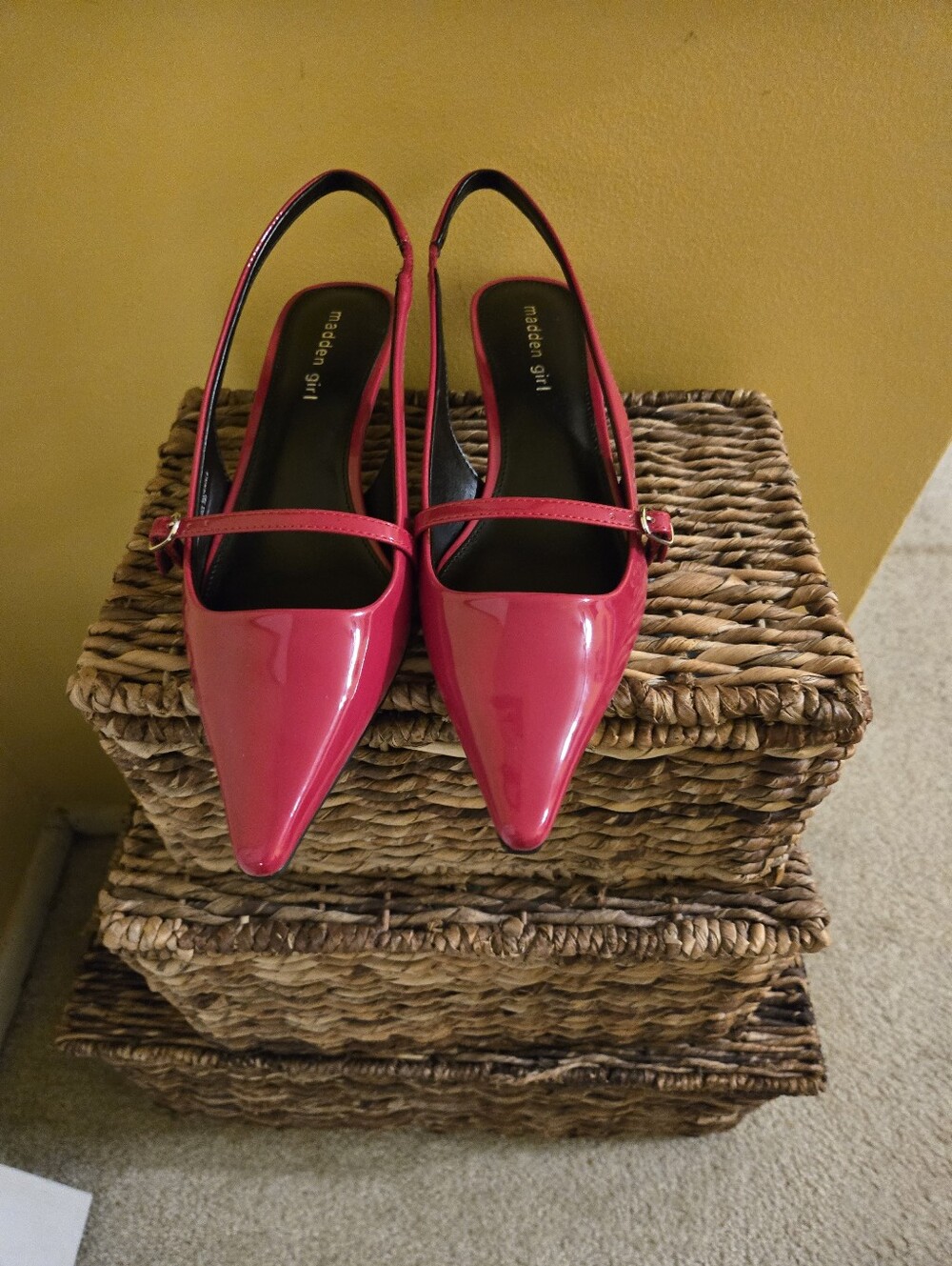 Madden Girl Red Patent Slingback Pointed-Toe Mules